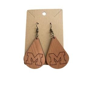 Wooden Laser Engraved University of Michigan Earrings